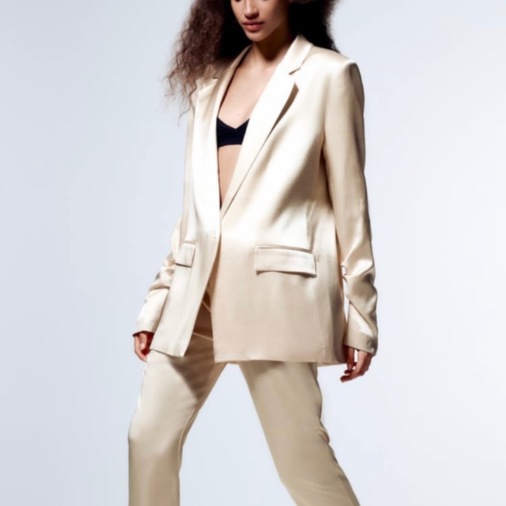 ZARA size small satin effect blazer new with tags
